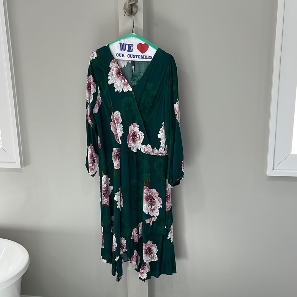 Plenty by Tracey Reese Floral Green faux Wrap Dress